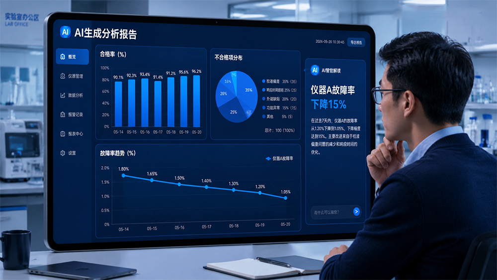 智能數據統(tǒng)計復盤：自然語言指令自動生成合格率、不合格分布、投訴分析圖表與解讀，支撐決策。